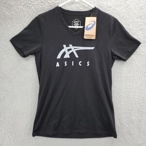 Asics Logo T Shirt Womens V Neck Size Small NWT